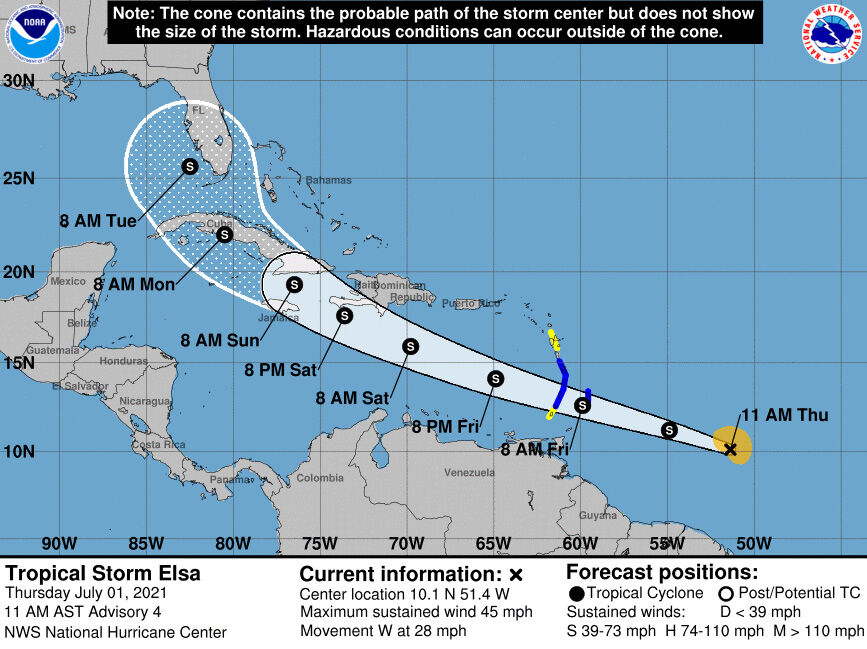 Pinellas County in Tropical Storm Elsa’s long-range forecast cone